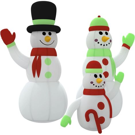 vidaXL Familia de muñecos de nieve inflables con LED 360 cm (1/2)
