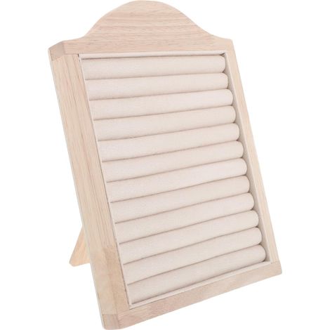 Présentoir à Bagues en Bois Massif Autoportant Beige, Support Bijou Plusieurs Niveaux pour Organisation Bagues, Boucles D'oreilles et Bracelets, Accessoire Rangement Bijoux (1/5)