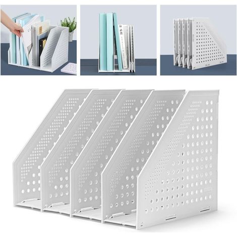 Bardusch Porte-revues pliable en plastique robuste pour le bureau et la maison - Classeur sur pied peu encombrant avec 4 compartiments au design élégant (1/4)