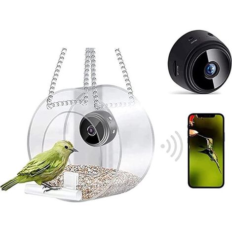 Vogelfutterhaus Futterstelle für Vögel Intelligentes Vogelfutterhaus Echtzeit Außenüberwachung Mit HD Kamera Futterschale für Garten und runde Hä (1/5)