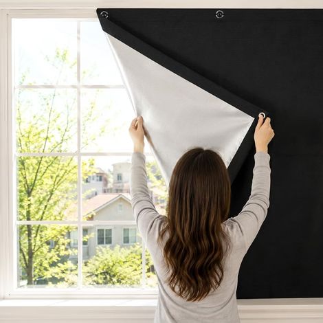 Store Occultant sans Perçage, Rideau Occultant Thermiques, 60 73CM avec Ventouse, 600D Oxford Protection Solaire et Isolant Thermique pour Fenêtre de Toit, Chambre, Bébé Chambre, Grenier (1/5)