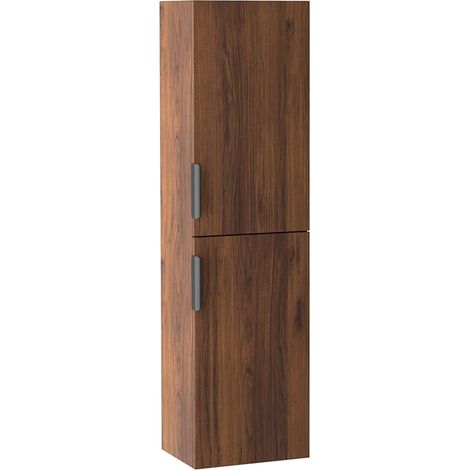 Meuble colonne de salle de bain suspendu 2P L.35 x H.130 cm effet noyer Warmia LUNA Furnidea (1/5)