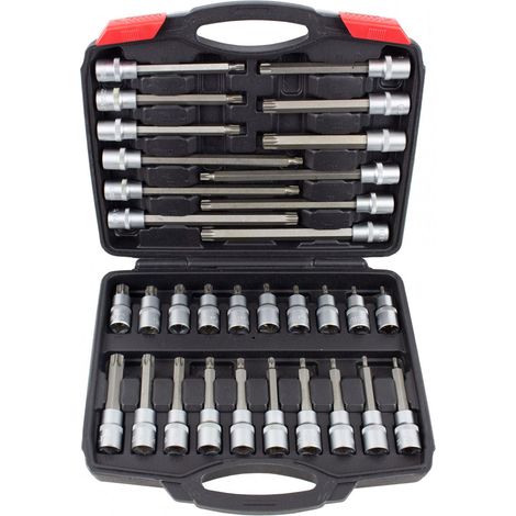 Coffret 32 douilles males a embout torx t20 à t70 long & court 1/2