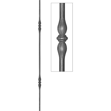 Barreau rond à facette ø12mm et hauteur 1000mm en fer forgé avec deux motifs - DECO FER FORGE