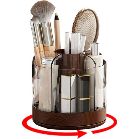 Organisateur De Pinceaux Rangement Rotatif 360° Grande Capacité Organisateur pour Maquillage et Coiffeuse pour Femmes Cosmétiques Vernis à Ongles Parfum Chambre Salle de Bain Bureau (1/5)