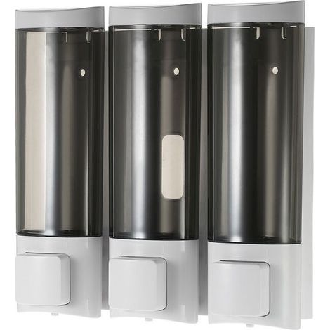 Distributeur de savon manuel en mousse double face Distributeur de savon mural + support 200mlx3 blanc (1/5)