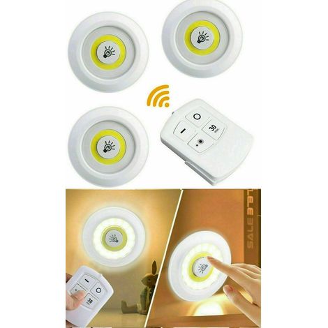 SET di 3 FARETTI LED LIGHT CON TELECOMANDO REMOTE CONTROL PER SOFFITTO ARMADIO (1/3)