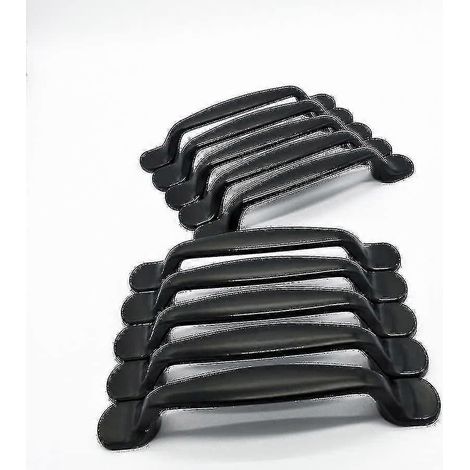 Lot de 10 poignées de porte noires de qualité 96 mm pour meubles. (1/5)