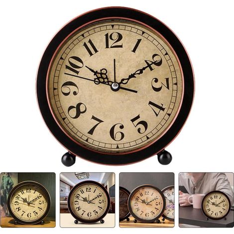Réveil rétro. Horloge de table décorative pour la chambre, la cuisine et le bureau. Design silencieux pour une décoration intérieure élégante. Matériaux durables. (1/5)