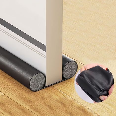 Eine schwarze, winddichte Türdichtungsleiste, staub- und schalldicht, geeignet für Doppeltürspalten, aus PU-Leder, erhältlich in Weiß und Schwarz. (1/5)