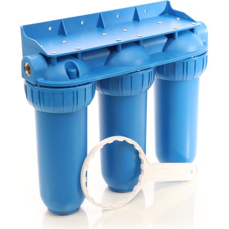 Naturewater Filtro dell'acqua a 3 livelli NW-BR10B5, con cartucce filtranti da 254 mm, attacco tubo 26,16 mm (1/5)