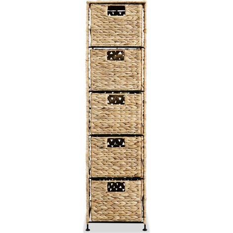 Schubladenschrank - Standregal mit 5 Körben 25,5x37x100 cm Wasserhyazinthe (1/5)