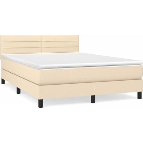 Sommier à lattes de lit avec matelas Crème 140x190 Tissu (1/5)