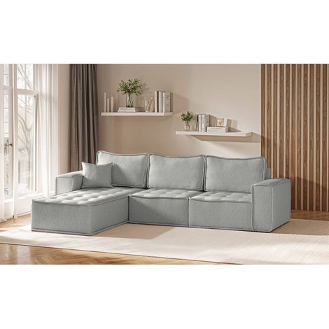 Ecksofa Modulsofa 3-teilig SANDE Stoff Alpine Hellgrau Ottomane Links (1/5)