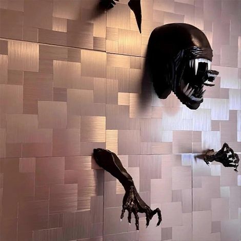 Masque Xenomorphe Géant Tête Alien Décor Mural Horreur Sculpture Artistique Pièce Unique (1/5)