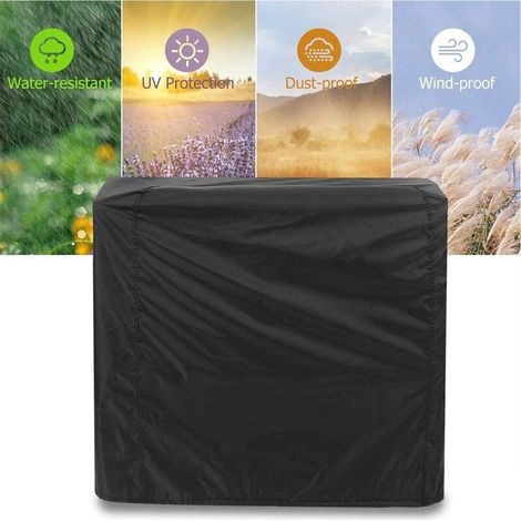 -Housse Barbecue Noir, Couverture de Gril Anti-UV/Anti-l'eau/Anti-l'humidité Protection UV Poussière Eau Résistant au Vent pour Barbecue Extérieur Jardin Patio Grill (80x66x100cm) (1/3)