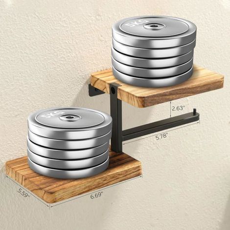 Porte-papier toilette mural en bois naturel carbonisé – Support avec tablette – Capacité 5 kg – Pour salle de bain et cuisine (1/5)