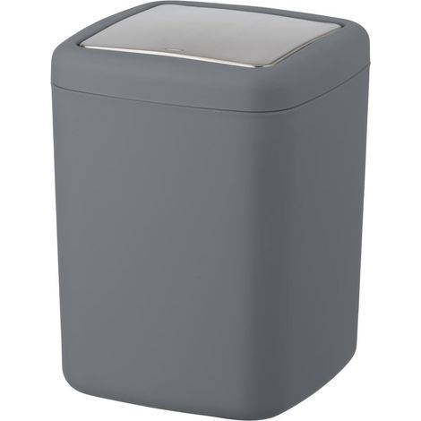 Petite Poubelle Salle de Bain, Poubelle à Couvercle, 3L, Barcelona, Anthracite, Plastique incassable, 15x20x15 cm (1/4)