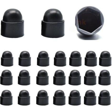 Capuchons Plastiques M6 pour Vis et Écrous - Lot de 25 (Noir) - Bouchons de Protection Hexagonaux Anti-Corrosion pour Mécanique, Mobilier et BTP (1/4)