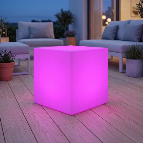 Lampe d'extérieur LED solaire avec variateur IP65 L : 43 cm cm de haut Blanc carré Changement de couleur RGBW Moderne (1/5)