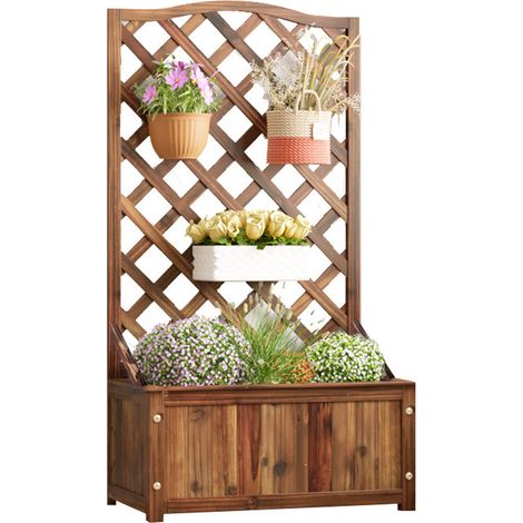 Poteries en treillis en bois, paravent anti-vent et anti-mousses pour plantes grimpantes, montage facile pour balcon ou jardin (1/5)