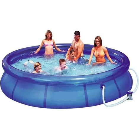 TRADE SHOP - Piscina Gonfiabile Tonda 366 X 76 Cm Pompa Filtrante E Kit Di Riparazione - (1/2)
