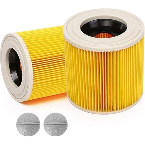 Lntyq Lot de 2 filtres à cartouche pour Kärcher WD3 Premium, WD2, WD3, WD3P, MV2, MV3 - Filtre WD3 - Filtre de rechange pour aspirateur Kärcher 6.414-552.0/64145520 (1/5)