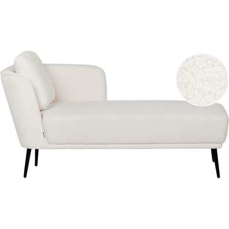 Chaise longue con cuscino bianco sporco in tessuto bouclé lato sinistro Artheze