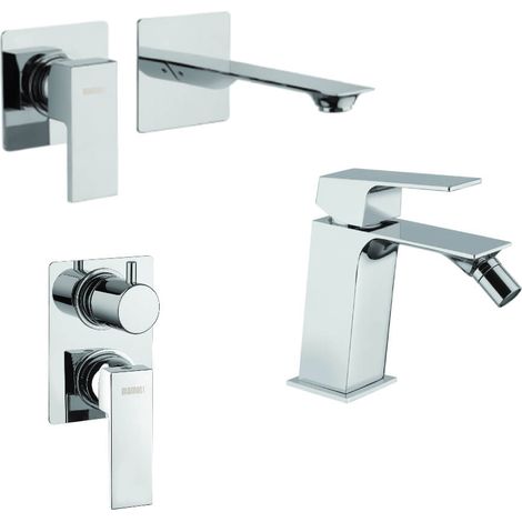 Set miscelatori Mamoli Blade incasso doccia con deviatore due uscite lavabo a muro e bidet per piletta click clack (1/4)