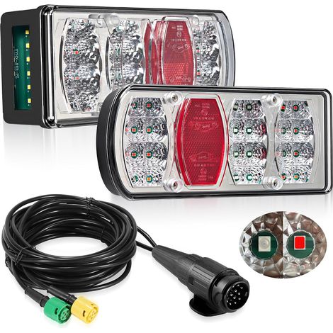 Kit Éclairage Remorque 13 Broches 12V 24V LED Feux Arrière de Remorque avec Câbles de 5,5M Plug (1/5)