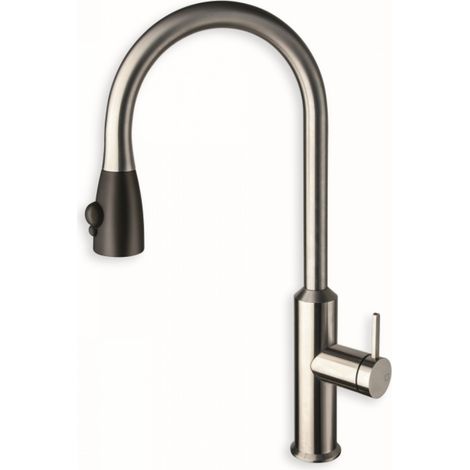 Mitigeur pour évier de cuisine INOX avec douchette bi-jets ALTO PREMIUMS - CRISTINA ONDYNA KX53028 (1/5)