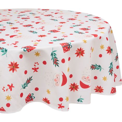Nappe de Fêtes anti tâche décor Père Noël D 180 cm - Feeric Christmas (1/5)