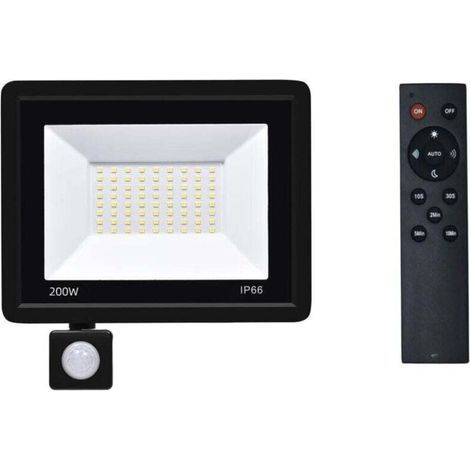 200W Outdoor LED Floodlight with Motion Sensor, 72 Super Bright Cool White LEDs, 6500K 16000 LM IP66 Waterproof Lighting with Sensor for Garden, Patio, Garage (1/4)