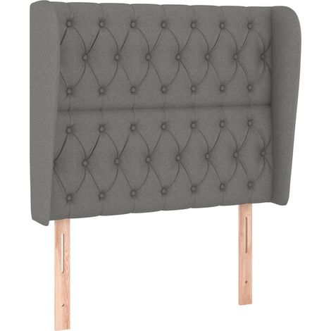 Testiera letto accessorio camera letto mobile imbottito con bordo laterale 93 x 23 x 118/128 cm tessuto grigio scuro TDL0204853