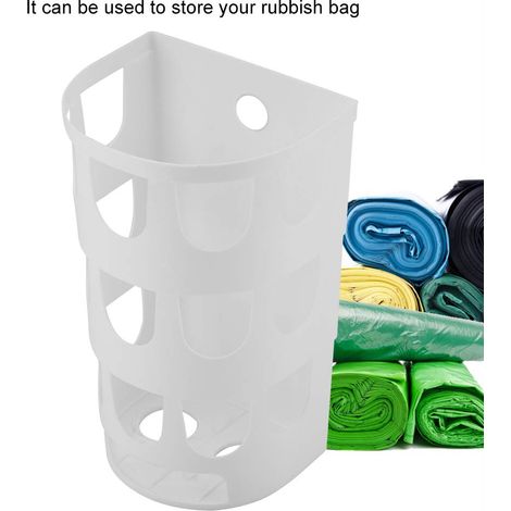 Boîte de rangement pour sac poubelle, support de rangement pour sacs à ordures muraux durables en plastique de haute qualité pour cuisine, salle de bain(blanc) (1/5)