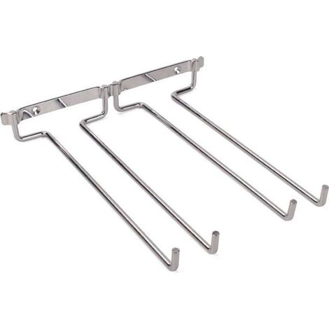 Porte Verres Suspendu, Support Verre à Vin Chromé à Deux Rangées de Support Mural pour Verres à Pied Sous Étagère Rangement pour la Maison et le Bar