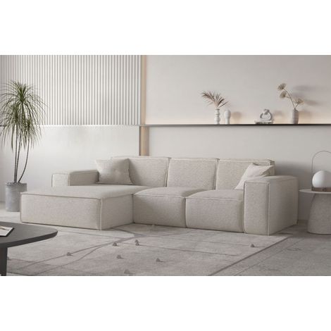 Ecksofa Designersofa CELES PREMIUM Stoff Ascot Bukla Beige Ottomane Links (1/3)