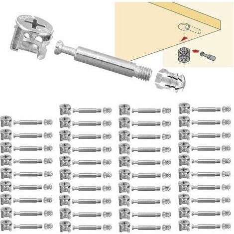 40 Set Raccord de Came Ø15mm Connexion de Panneaux D'armoires de Meubles M6X40mm Connecteur D'armoire à Raccords Excentriques pour Meuble Table Armoires H167 (1/5)