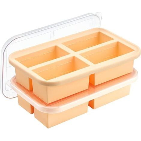 Bac à glaçons extra large en silicone avec couvercle, pour congélateur, capacité 4 portions (1 tasse), idéal pour les soupes et la préparation des repas, R-AquaForge (1/4)