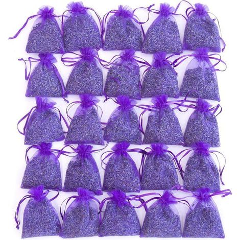Sachet de 25 sachets de fleurs de lavande séchées Sachets de lavande pour tiroirs et placards (1/4)