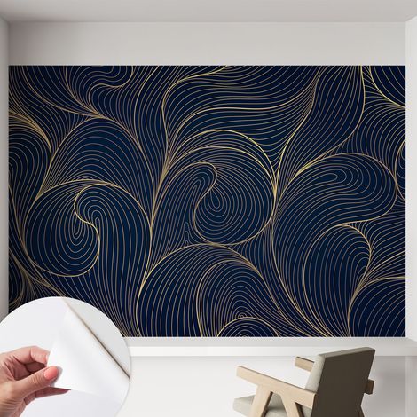 Selbstklebend Tapete - Wandgestaltung - Tapete Wohnzimmer - Flur Eingangsbereich Wellenmotiv 152x104 cm (1/5)