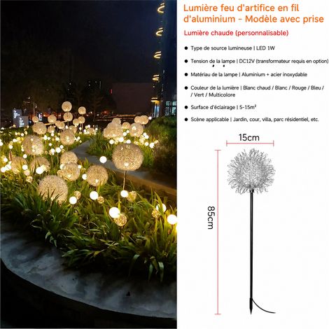 Lampe pissenlit LED d'extérieur filaire diamètre 15 cm à piquer 15cm 10 100 g – Livraison gratuite