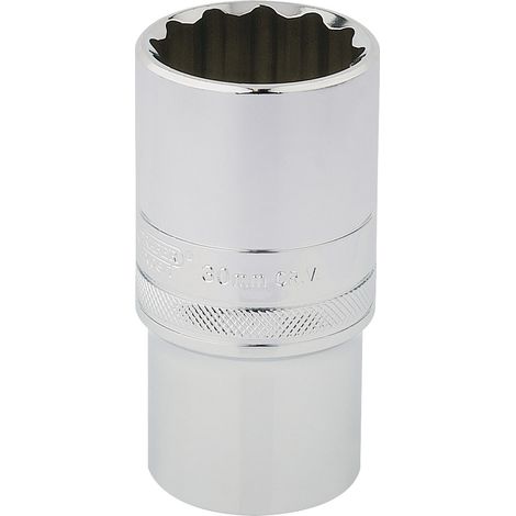 Draper 30mm Deep Socket for 1/2" Drive – Metric, Polished Chrome, Pack of 1 (1/5)