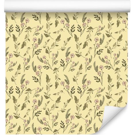 Wildblumen-Tapete in Creme und Beige für Wohn- und Schlafzimmer, 50 x 1000 cm (1/5)