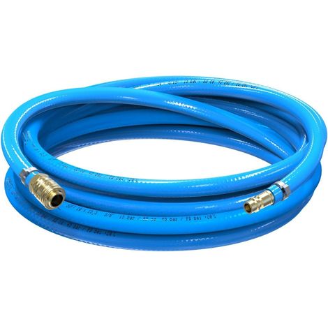 1 Tuyau Air Comprimé 15m, PVC Flexible 10mm, Raccord Laiton, Pour Compresseur Atelier