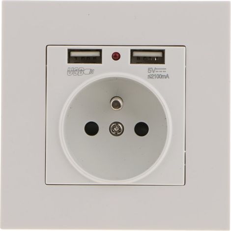 Wandsteckdose, Wandsteckdose mit Dual USB 5V/2100mA, Einbausteckdose mit 2 USB-Anschlüssen Praktisch und Handlich