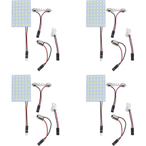 4X Blanco 1210 SMD 48 LED Panel de luz de techo interior para automóvil W T10 BA9S Festoon()