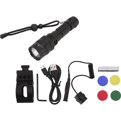 Lampe torche de chasse professionnelle rechargeable avec 5 températures de couleur, LED d'urgence puissante pour une utilisation en extérieur. - AquaForge (1/5)