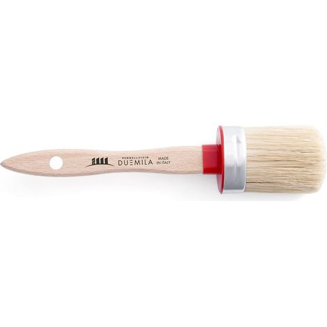 Pinceau Ovalino, Pinceau Rond, avec poignée en Bois, pour Tubes, fenêtres, Angles, plinthes, pour Mur, plaques de plâtre, pour Vernis et peintures à l'eau, Virole 4,2 x 4,5 cm