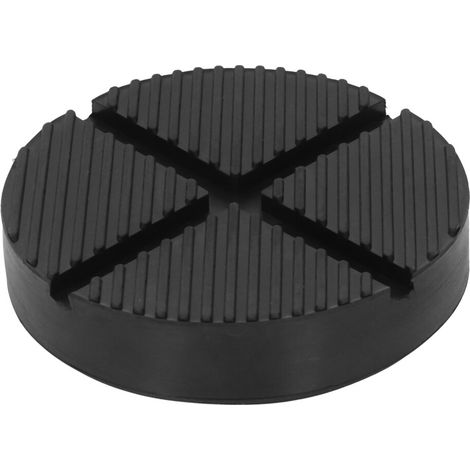 Abrazadera adaptadora universal para almohadillas de goma de 125 mm en gatos hidráulicos, apta para rieles guía del bastidor lateral.